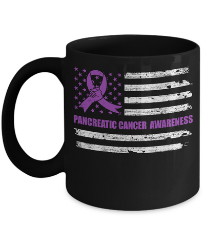 Purple Ribbon Pancreatic Cancer Awareness US Flag Mug Coffee Mug | Teecentury.com