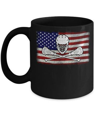 Lacrosse Helmet Crossed America Flag Mug Coffee Mug | Teecentury.com