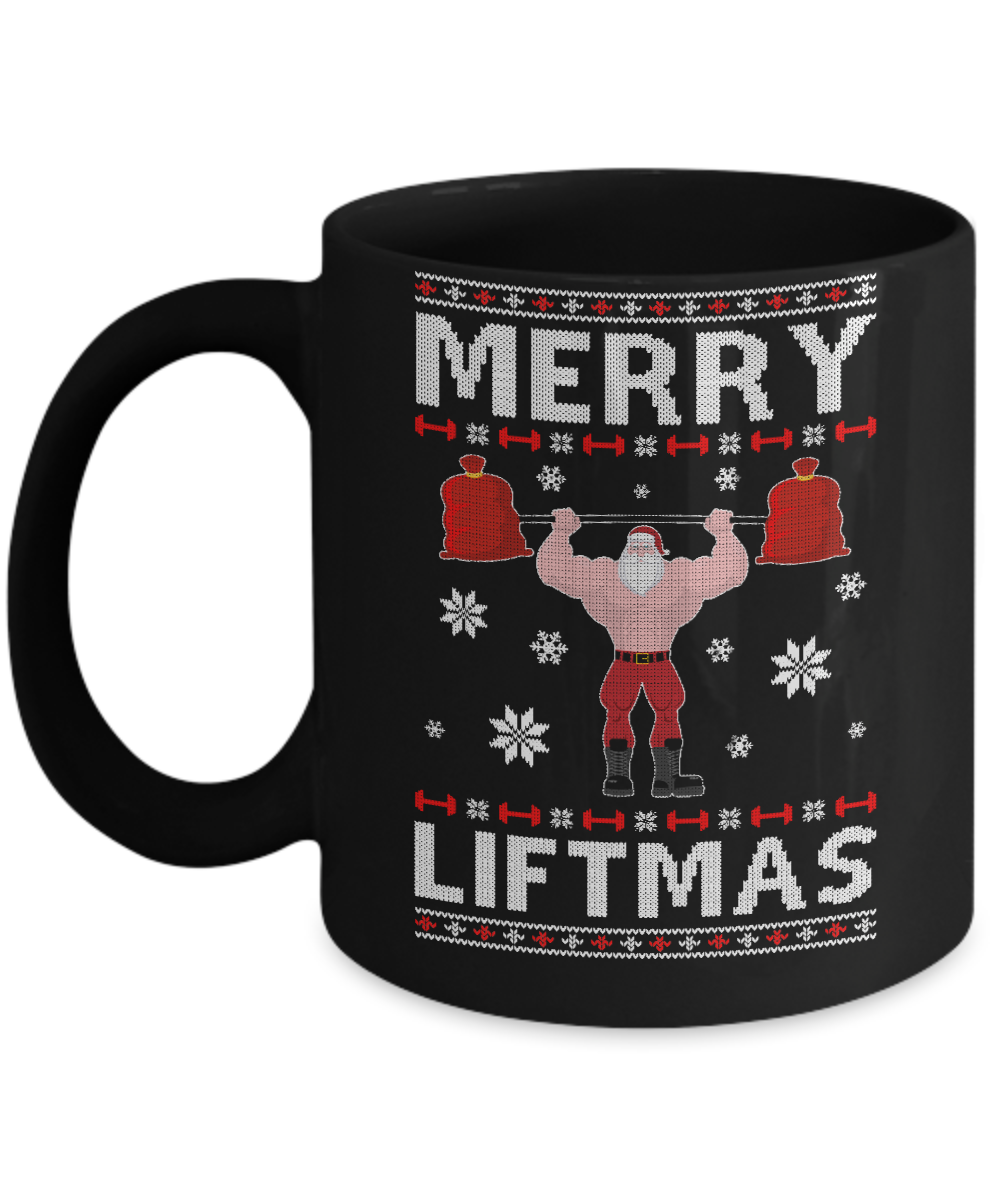 Merry Liftmas Ugly Christmas Gym Workout Gift Mens Coffee Mug by