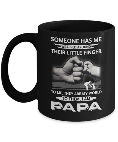 Someone Has Me Wrapped Around Their Little Finger Papa Mug Coffee Mug | Teecentury.com