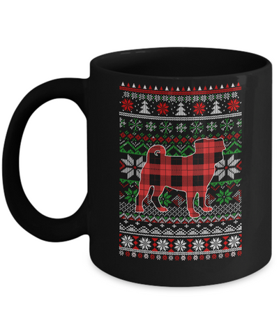 Pug Red Plaid Ugly Christmas Sweater Funny Gifts Mug Coffee Mug | Teecentury.com