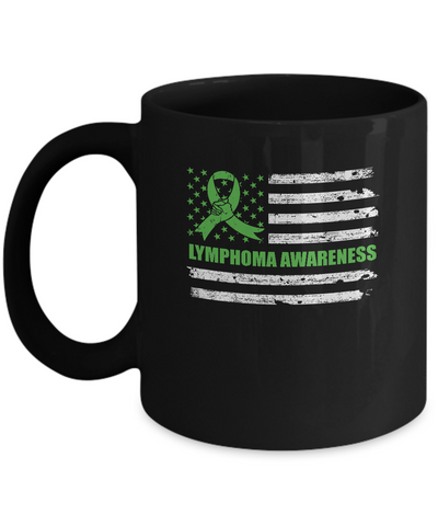 Green Ribbon Lymphoma Awareness US Flag Mug Coffee Mug | Teecentury.com