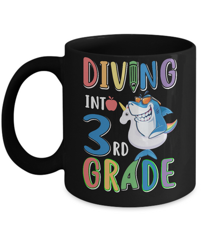 Diving Into 3rd Grade Back To School Shark Mug Coffee Mug | Teecentury.com