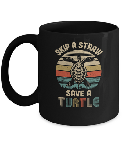 Retro Vintage Skip A Straw Save A Turtle Save Turtles Mug Coffee Mug | Teecentury.com