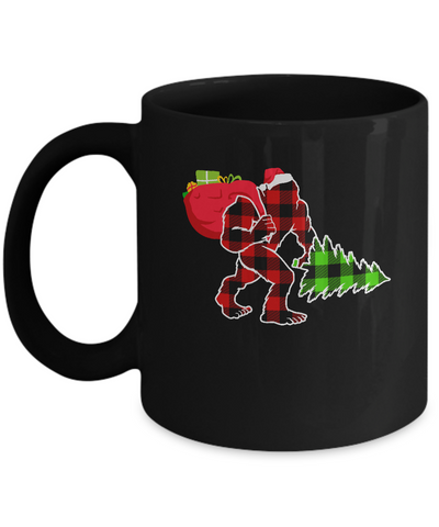 Red Plaid Bigfoot Christmas Buffalo Plaid Mug Coffee Mug | Teecentury.com