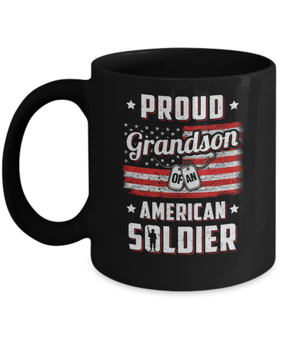 Proud Grandson Of A Soldier Army Papa Veteran Mug Coffee Mug | Teecentury.com