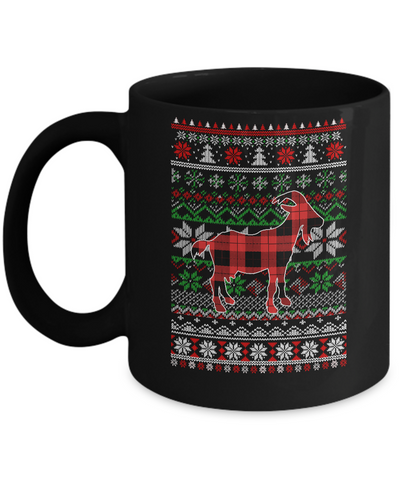 Goat Red Plaid Ugly Christmas Sweater Funny Gifts Mug Coffee Mug | Teecentury.com