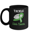 Football Survivor Tackle Green Liver Cancer Awareness Mug Coffee Mug | Teecentury.com