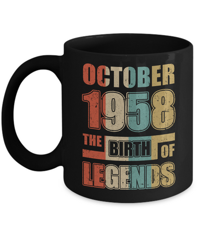 Vintage Retro October 1958 Birth Of Legends 64th Birthday Mug Coffee Mug | Teecentury.com