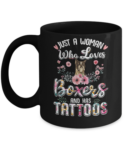 Just A Woman Who Loves Boxers And Has Tattoos Mug Coffee Mug | Teecentury.com