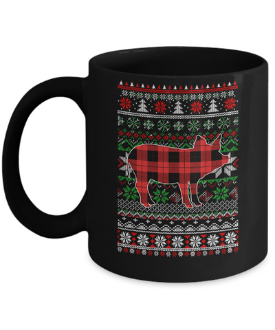 Pig Red Plaid Ugly Christmas Sweater Funny Gifts Mug Coffee Mug | Teecentury.com