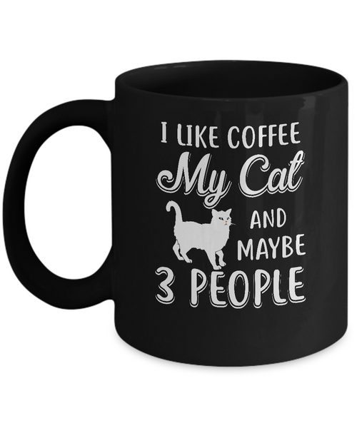 I Like Coffee, My Cat & 3 People, Monogram Mug