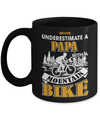 Never Underestimate A Papa With A Mountain Bike Mug Coffee Mug | Teecentury.com