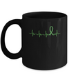 Kidney Disease Liver Cancer Awareness Green Ribbon Heartbeat Mug Coffee Mug | Teecentury.com