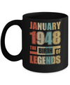 Vintage Retro January 1948 Birth Of Legends 74th Birthday Mug Coffee Mug | Teecentury.com