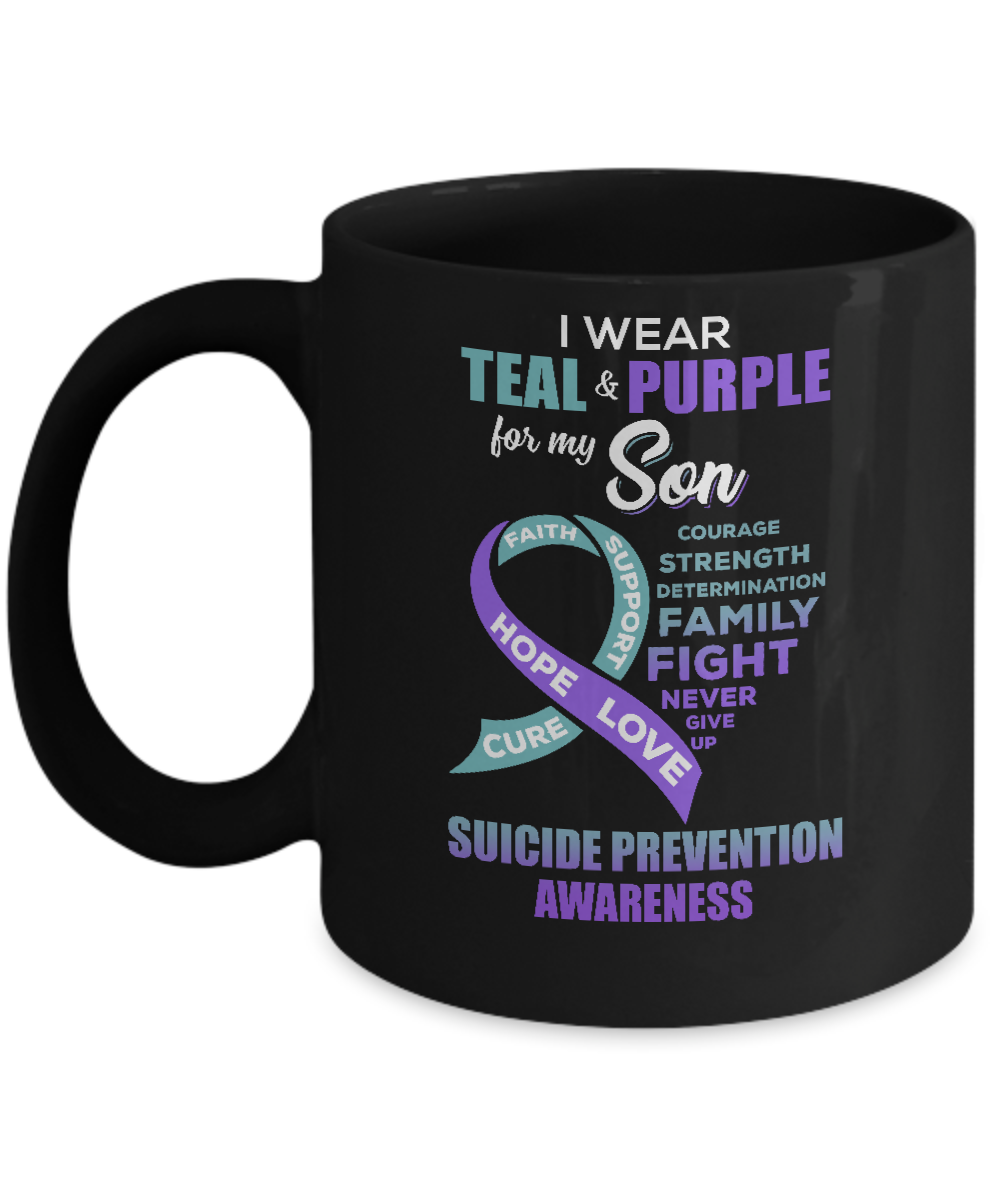 Suicide Prevention Awareness I Wear Teal Purple For My Son Mug Coffee Mug | Teecentury.com