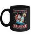 Believe In Santa Riding Shark Ugly Christmas Sweater Mug Coffee Mug | Teecentury.com
