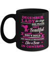 December Lady She Slays She Prays She's Beautiful She's Bold Mug Coffee Mug | Teecentury.com