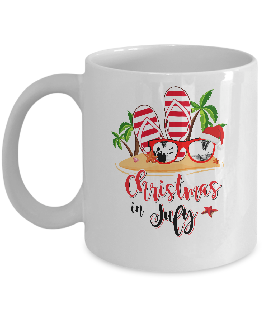 Flip Flop Sunglasses Christmas In July Summer Beach Vacation Mug Coffee Mug | Teecentury.com
