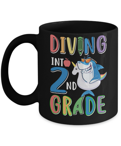 Diving Into 2nd Grade Back To School Shark Mug Coffee Mug | Teecentury.com