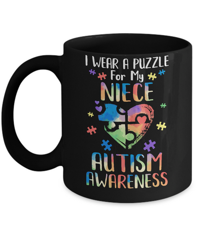 I Wear A Puzzle For My Niece Autism Awareness Mug Coffee Mug | Teecentury.com