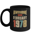 Vintage Retro Awesome Since February 1978 44th Birthday Mug Coffee Mug | Teecentury.com
