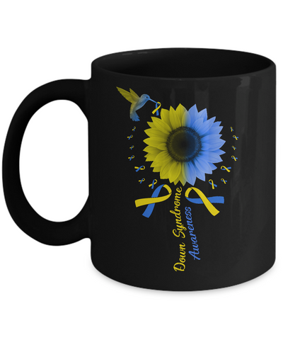Hummingbird Sunflower Blue Yellow Down Syndrome Awareness Mug Coffee Mug | Teecentury.com