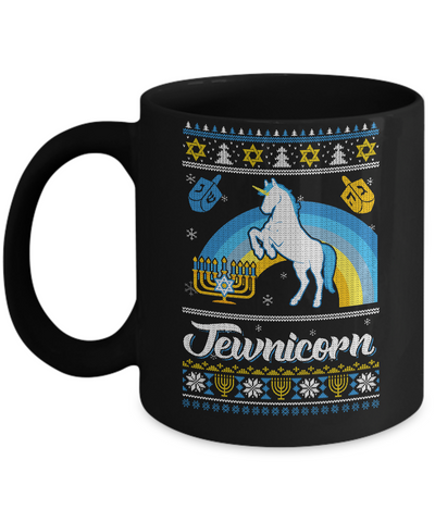 Funny Ugly Hanukkah Sweater Unicorn Jewnicorn Mug Coffee Mug | Teecentury.com