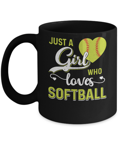 Just A Girl Who Loves Softball Mug Coffee Mug | Teecentury.com