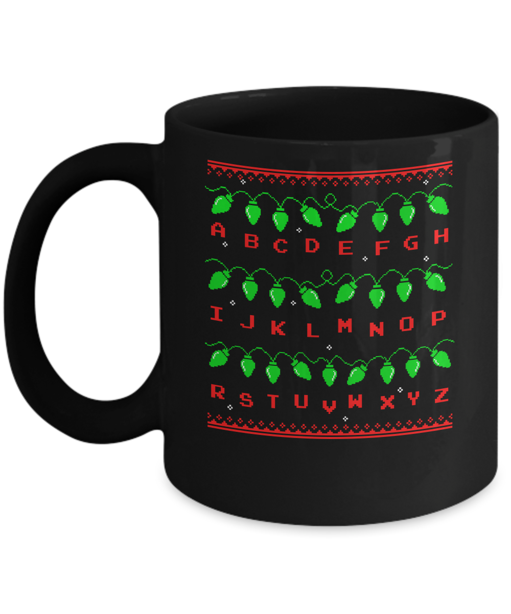 Stranger Ugly Sweater Christmas Lights 8 Bit Mug Coffee Mug | Teecentury.com