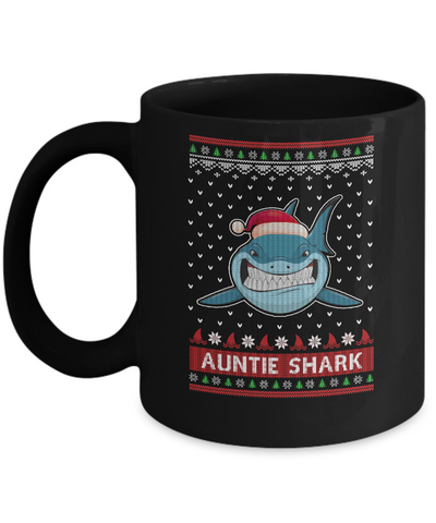 Santa Hat Auntie Shark Ugly Christmas Sweater Mug Coffee Mug | Teecentury.com