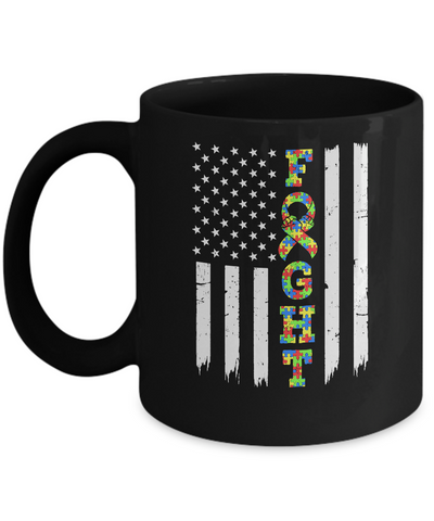 Autism Awareness American Flag Distressed Mug Coffee Mug | Teecentury.com