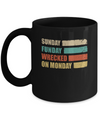 Vintage Sunday Funday Wrecked On Monday Funny Drink Beer Mug Coffee Mug | Teecentury.com