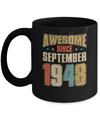 Vintage Retro Awesome Since September 1948 74th Birthday Mug Coffee Mug | Teecentury.com