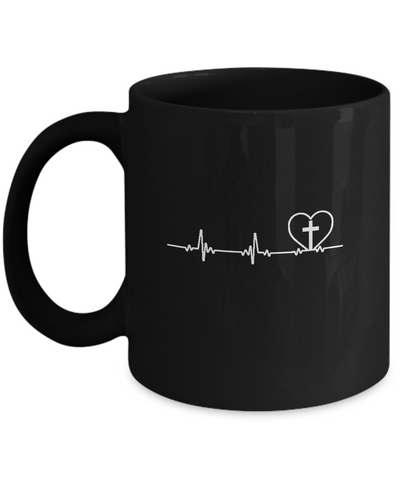 Christian Cross Heartbeat God Jesus Mug Coffee Mug | Teecentury.com