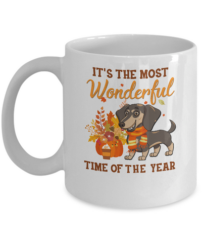 Dachshund Autumn It's The Most Wonderful Time Of The Year Mug Coffee Mug | Teecentury.com