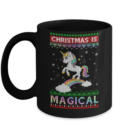 Christmas Is Magical Unicorn Ugly Christmas Sweater Mug Coffee Mug | Teecentury.com
