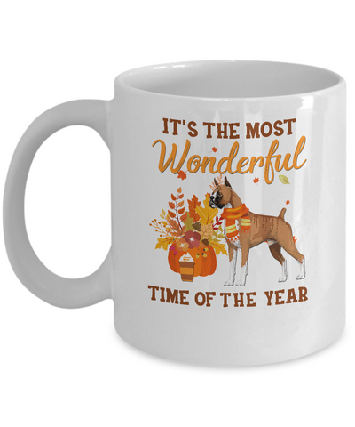 Boxer Autumn It's The Most Wonderful Time Of The Year Mug Coffee Mug | Teecentury.com