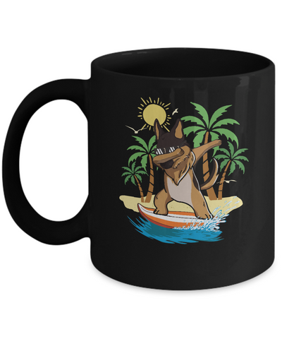 Summer Vacation Dabbing German Shepherd Surfing Surfboard Gift Mug Coffee Mug | Teecentury.com