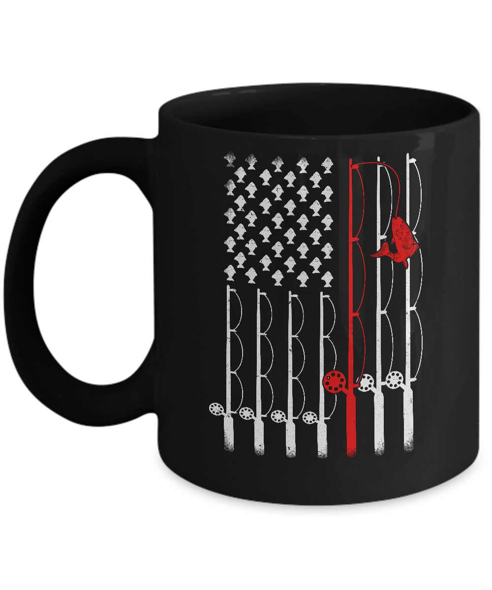 Vintage Fishing Clothes American Flag Bass Fishing Mug Coffee Mug | Teecentury.com