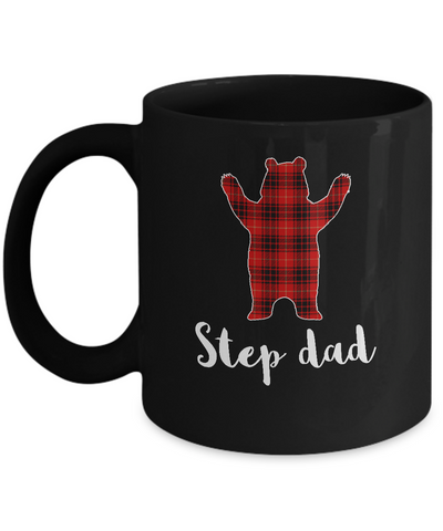 Red Step Dad Bear Buffalo Plaid Family Christmas Pajamas Mug Coffee Mug | Teecentury.com