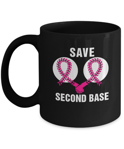 Save The Second Base Breast Cancer Awareness Baseball Mug Coffee Mug | Teecentury.com