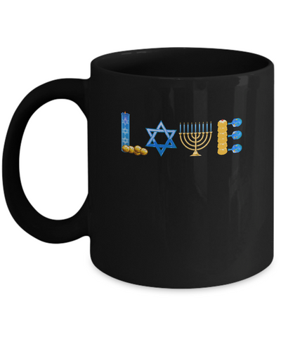 Jewish Love Happy Hanukkah Star Heart Gift Mug Coffee Mug | Teecentury.com